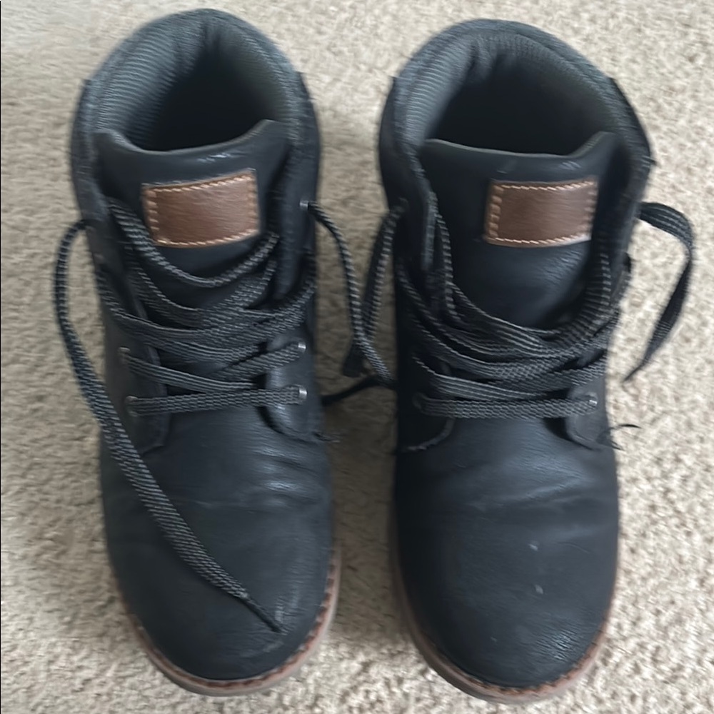 Kids Black Leather Boots